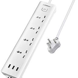 EMBOX Extension Board with USB (2.4 A) 3 USB Ports with Master Switch, Spike Guard, 6 amp Universal Sockets, LED Indicator and Safety Shutter, 2 Meter Extension Cord-image-54