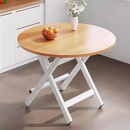 Multi-Purpose Portable & Foldable Wooden Dining Table Desk for Living Room | Bed Room | Made with Engineered Plywood Top and Powder Coated Finish for Home & Office (800X800 Round)-32