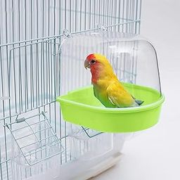 Awraaq Plastic Parrot Bathtub Box Bird Cleaning Tool Cage Accessories with Transparent Hanging Water or Sand Bathtub for Small Parrot, Canaries, Lovebirds and Other Small Bird (Green)-image-86