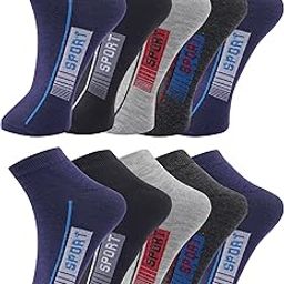 10-Pair Cotton Ankle Length Sports Socks For Mens Made With Cotton And Spandex |Free Size |Pack Of 10-45