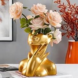 SATYAM KRAFT 1 Pcs Resin Vase for Home Decor | Decorative Flower Pot Showpiece for Living Room, Bedroom, Office, Balcony, Center Table, Gifts | Lightweight, Unbreakable (Black, 12 cm, Only Vase)-image-51