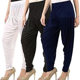 Ultra Soft Rayon Viscose Solid Attractive Pleated Pattern Casual wear Patiala Pants for Womens - Pack of 3 pcs-image-111