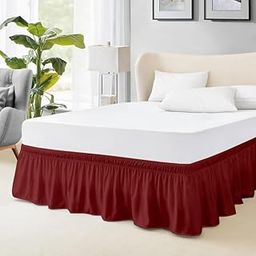 YUMEVIBE - Microfiber Around Skirt | Solid Easyfit King Size 15 Inch Drop Tailored Wrinkle Fade Resistance Soft Fabric Stylish Design Bedskirts- (Burgundy, 76 * 80 in)-image-50