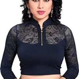 SANKET Synthetics Readymade Stretchable Fancy Stylish Blouse Fit for Part Wedding All time Wear All Body Type Fit with Front Chain-picture-1