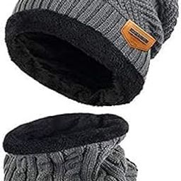 Digital SHOPEEUltra Soft Unisex Woolen Beanie Cap + Neck Scarf Set for Men I Women I Girl I Boy - Warm, Snow Proof-picture-12