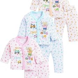 Baby's Boy's Girl's 100% Cotton Vests, Jhabla T-Shirt with Pyjama Pant Dress Set of 3 Full Sleeves Infant Toddler New Born Baby Clothes-image-64
