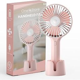 One94Store Mini Portable Hand Fan – Powerful Brushless Motor, 3-Speed Large Blades, Noise-Cancelling, 1500mAh USB Rechargeable Battery (Up to 6Hrs) – Ideal for Kitchen, Makeup, Travel (Peach, X3)-5