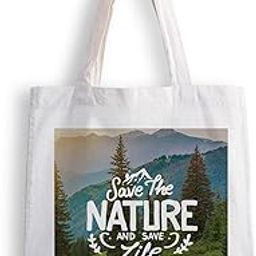 Canvas Tote Bags for Women, College Bag for Girls, Tote Bag for Shopping, Travel & Beach Bags for Women - Save the Nature - D No - 051-image-1