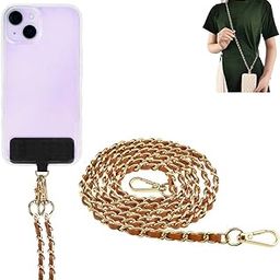 Lanyard for Cell Phone Crossbody Hanging Chain Sling Mobile Holder Around Neck to Carry iPhone & Smartphone with Detachable Crossbody Shoulder Strap for Girls Braided Gold Chain-picture-10