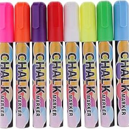 LICHTS 8 Colors Liquid Chalk Marker Pens (Reversible Round&Chisel Tip, Neon) - Erasable Dustless Non-Toxic Liquid Chalk Pens for LED Writing Board Chalkboard-5