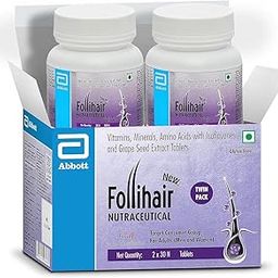 Follihair New By Abbott Helps Nourish & Strengthen Hair Follicles Tablet, Amino Acids, Vitamins, Minerals & Natural Extracts Twin Pack (30 X 2), 1 count, 30 capsules-23