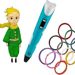 Time To 3D 2nd Generation 3D Pen with Charger, Stand & LCD Display | 3D Pen for Kids & Adults + 10 Colors of 5 Mtrs Each Filament Pack | Free 3 Colors of 3m Each Filament - Blue (3D Pen + Filament)-image-4