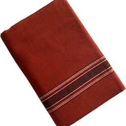 Men's Pure Cotton Saffron Kaavi Dhoti with Stunning Borders - Traditional Indian Temple Wear, 2.0m Length, Free Size-image-74