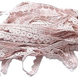 Fusion Nest Colour Laces for Dresses Like Sarees, Lehenga, Suits, Dupatta, Blouse,chunni and Many More Width (1Cm) Lenth (9mtr).Decorative Cotton Lace Trim,circle shape pattern, Sewing Craft Ribbon Floral Eyelet Lace Trim Ribbon, Decorative Sewing Craft (Dusty pink)-image-86