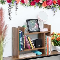 Livzing Wooden Adjustable Tabletop Bookcase - Modern Wood Bookshelf for Home Decor - Book Storage Cabinet - Books Holder - Desktop Bookshelf Organizer - Space Saving Design(Maple)-23