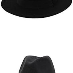 LICHTS®2x Elegant Church Flat Top Fedora Hat Felted Winter Outdoors Hat-image-24