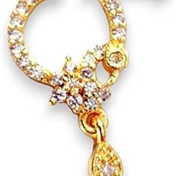 Women Nose pin/Nath Nose Ring Traditional Jewellery-Red-White Gold Nose Pin-40