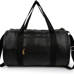 PU-Leather Gym Bag I Gym Duffel Bag with Extra Zip Pocket I Gym Sport/Travel Bag with Shoulder Strap for Men's & Women's (Black)-image-40