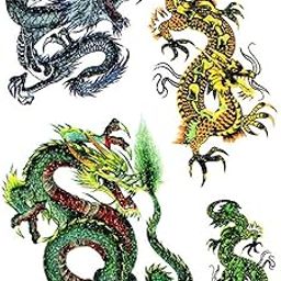 Simply Inked Glitter Dragon Bundle Designer Tattoo for Girls Boys Men Women waterproof Sticker Size: 4.16 x 5.92 inch l Multicolor l 2g-image-98