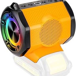 GRVODFRTA Portable Bluetooth Speaker Compatible with DeWalt 20V Max Battery Wireless BT5.3 and USB Audio Source, TWS Pairing, Multicolored Lights, Jobsite Home Party Outdoor Speaker(No Battery)-12