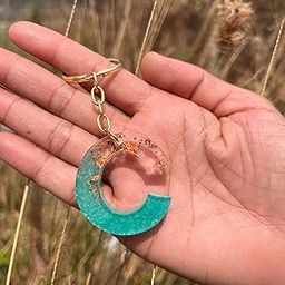 Foil Design Resin Keychain Resin Alphabet Initial Letter Keychain Key Ring for Men Women Girls Purse Handbags | Turquoise |Copper | CJ-6XKY-13HC_New-image-21