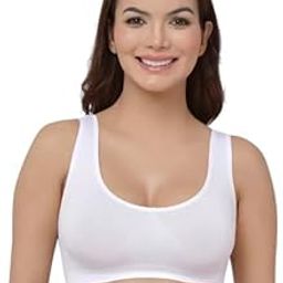 Low Impact Cotton Sports Bras for Women Non-Padded Non-Wired Full Coverage Slip on Everyday T-Shirt Bra-12