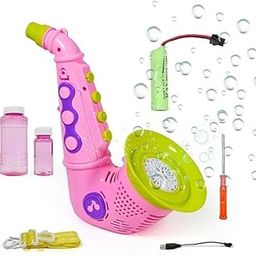 Skosh Saxophone Bubble Machine for Kids – Automatic Bubble Blower with LED Lights, 12 Holes, USB Rechargeable, Includes Bubble Solution, Tool and Strap-11
