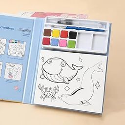 Skoolster Premium Water Painting Book for Kids, Pack of 1, Coloring Activity with Watercolors and brushes, Portable & Educational, Ideal for kids, gifting, learning and fun-12