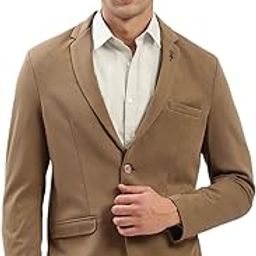 SHOWOFF Men's Notched Lapel Solid Brown Single-Breasted Blazer-EX-3003_Brown-image-74