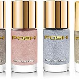Posh HIGH GLOSS QUICK DRY Finish NAILPOLISH SILVER GOLDEN ROSEGOLD STEEL GREY, 9 ml-picture-2