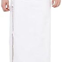 Men Double layer Solid White Regular Dhoti With 1/2 inch Silver Jari Border-picture-48
