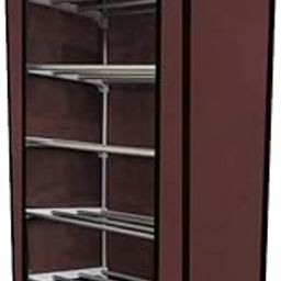 ROBMOB Multipurpose 6-Tiers Shoe Rack with Dustproof Zip Cover, Multiuse Wide Space Storage Rack(Brown, Metal)-image-35