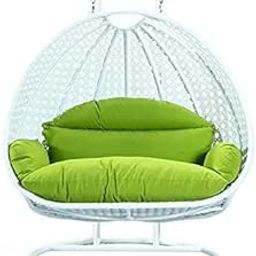 Rattan Happy Star Wrought Iron Outdoor Furniture Double Seater Beautiful Swing With Stand (White Swing With Green Cushion)-image-73