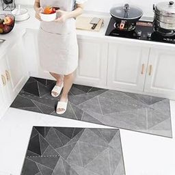 Rubber Kitchen Mats For Floor Set Of 2 Pcs | Non-Skid, Soft Absorbent Rectangular Rugs For Kitchen, Laundry, And Hallway | 120X40Cm, 40X60Cm| 4Mm Thickness (Black__Shade)-114