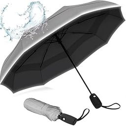 UV protection Navy Umbrella Automatic open close for rain and sun protection 3 fold for men women kids boys girls big size large three fold stylish folding under windproof travel-picture-13