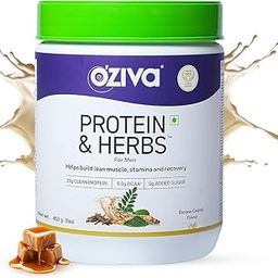 OZiva Protein & Herbs for Men (Banana Caramel) I Muscle Building, Stamina & Recovery | Clean Protein, Shatavari, Green Tea I No Added Sugar, 1lbs (453gm)-61