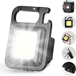 DOTCOM LED Mini Cob Keychain and Magentic Flashlight Portable USB Rechargeable Light 3 Light Modes with Folding Bracket,for Walking Camping?Square?,Black, 1000 Lumen-6