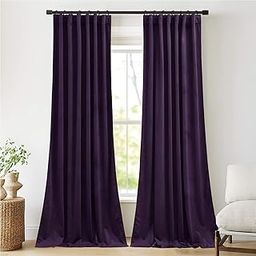 NICETOWN Purple Room Darkening Velvet Curtains, Velvet Drapes Bedroom Curtains 84 inch Long, Living Room Back Tab & Rod Pocket Window Treatment Velvet Drapes Farmhouse for Theater, Set of 2, 52" Width-image-76