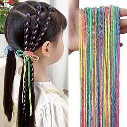 DHANABAPA Colorful Boho Hair Strings For Braids Gradient Color Hair Rope Band Hair Wrap String Hair Ribbons Rainbow Braiding Hair Tie for Women Girls Hair Accessories Elastics, 22 pcs - Multicolor.-image-11