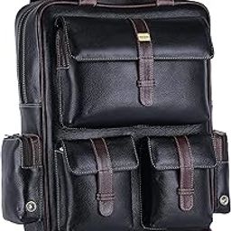 Full Grain Buffalo - Hide Leather Backpack Large Capacity 15/15.6/16/17 Inch Laptop Bag Multi Pockets Travel Daypack-image-16