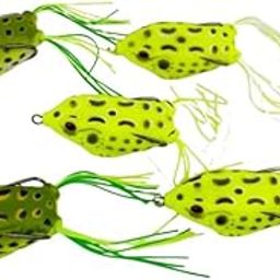 Generic 5 Pcs Fishing Lures Kit Set ​Frog Lure Bass Trout Fishing Lures Realistic Prop Frog Soft Swimbait Floating Frog Bait with Weedless Hooks for Freshwater Saltwate-image-54