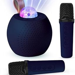 Mini Karaoke Machine for Kids Adults, Bluetooth Speaker with 2 Wireless Microphones:Portable Microphone Speaker with Colorful LED Disco Lights for Home Party-Birthday Gifts for Kids Girls Boys-Purple-picture-18