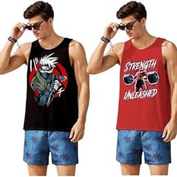 Regular Fit Men's Cotton Graphic Printed Multicolour Vest (Pack of 2)-image-49