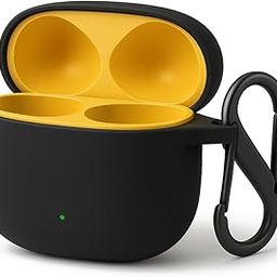 Yellowinc Silicone Case Cover Compatible with iQOO TWS 1e Earbuds | Vivo TWS 3e with Heavy Duty Carabiner (Black)-image-2