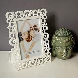 Art Street Decoralicious White Designer Circular Motif Photo Frame for Table kids room 4x6 inches.-image-3