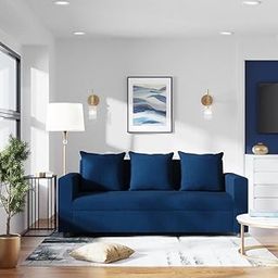 Wakefit Sofa Set | 1 Year Warranty | Sofa 3 Seater, 3 Seater Sofa for Living Room, Wooden Sofa Set, Couch for Living Room - Solatio(Jio : Dark Blue)-image-12