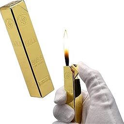 Drumstone (𝗦𝗽𝗲𝗰𝗶𝗮𝗹 𝟱 𝗬𝗲𝗮𝗿𝘀 𝗪𝗮𝗿𝗿𝗮𝗻𝘁𝘆) Luxurious Gold Bar Refillable Pocket Lighter – Soft Adjustable Flame, Windproof Design, Durable Metal Construction, For Gifts and Everyday Use-picture-22