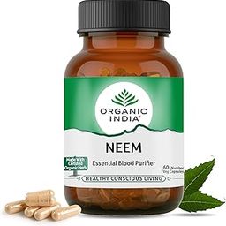 A TATA Product - Organic India Neem Blood Purifier - 60 Veg Capsules, Natural Blood Purifier, Plant-Based Anti-Bacterial, Anti-Viral, With Immunity Boosting Properties, GMP & NPOP Certified Organic-56