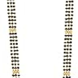 Mangalsutra For Women Girls Ladies Temple South Indian Traditional 1 Gram Gold Stylish Maharashtrian Long Double Chain Wati Mangal sutra Pendant Tanmaniya Black golden Nallapusalu Chains-732-image-63