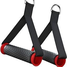 SQUAREFIT - Nylon Exercise Handles Cable Machine Attachments Resistance Bands Handles Grips Fitness Strap Stirrup Handle Cable Attachment for Yoga Exercise Workout Gym Resistance Training (Black RED)-27